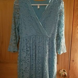 PinkBlush Maternity Lace Overlay Wrap Dress